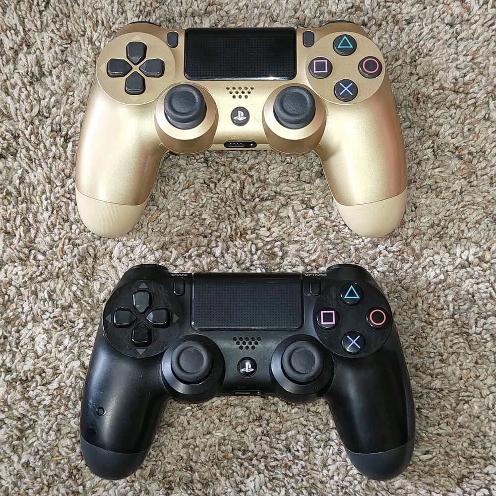 2 Ct - Hall Effect Gold (Stick Drift) Black DualShock Ps4 Controllers (No Power)